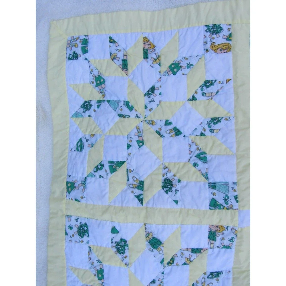 Quilt Doll Making Pattern Handmade Joycer Baby Blanket Yellow Washable Vintage